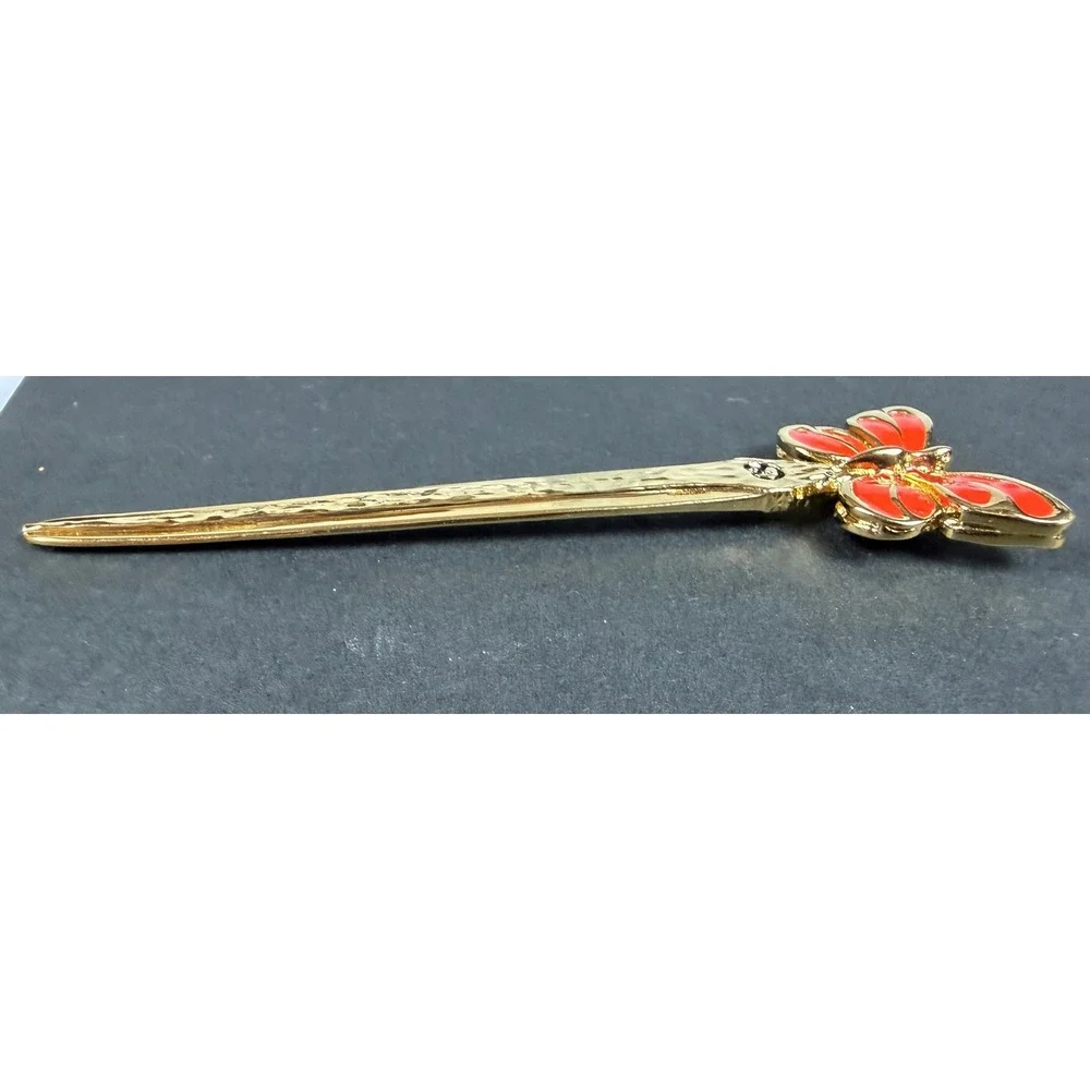 Vintage Marie Gray St. John Gold Tone Red Enamel Butterfly Letter Opener